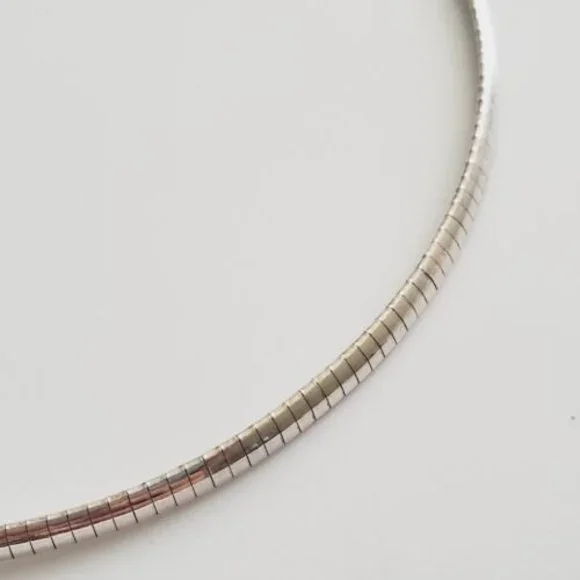 Vintage Sterling Omega Chain Choker Necklace 925 Silver Italy 18” 3mm